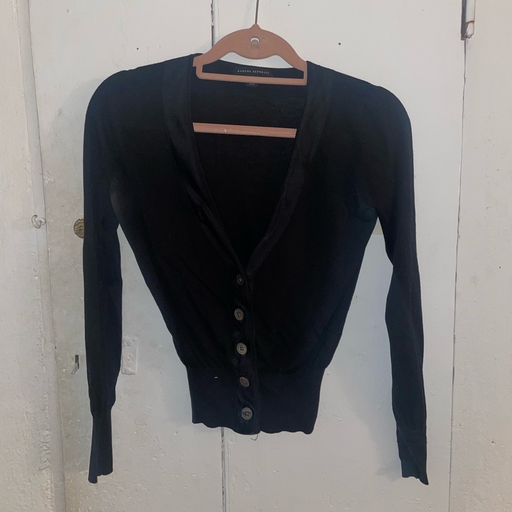 Cropped banana republic cardigan cotton and silk
